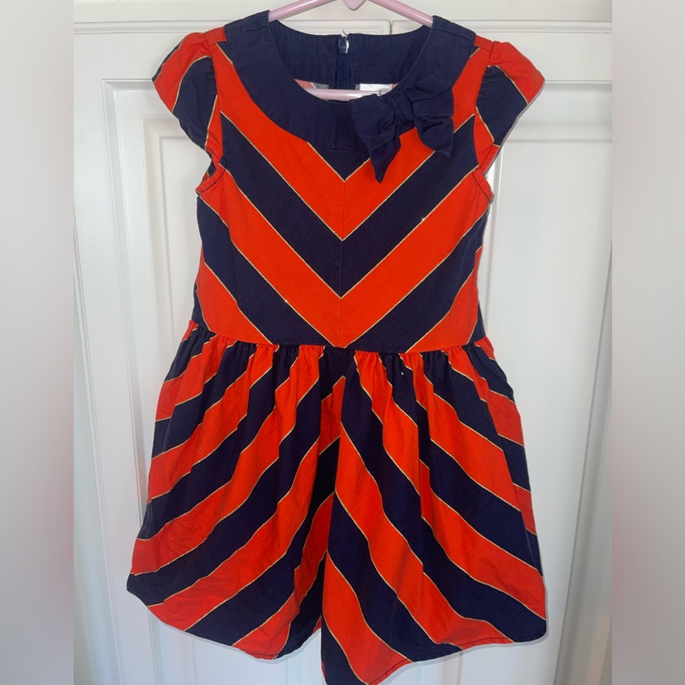 Gymboree Girls Dress Navy Blue Orange Gold Girls Sz 4
